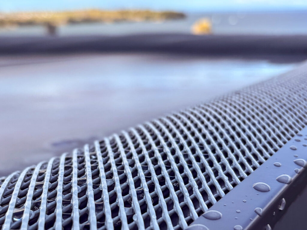 Close-up of Four Seasons gutter protection mesh